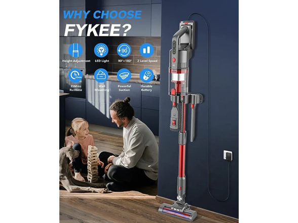 Fykee Cordless Vacuum  - Red