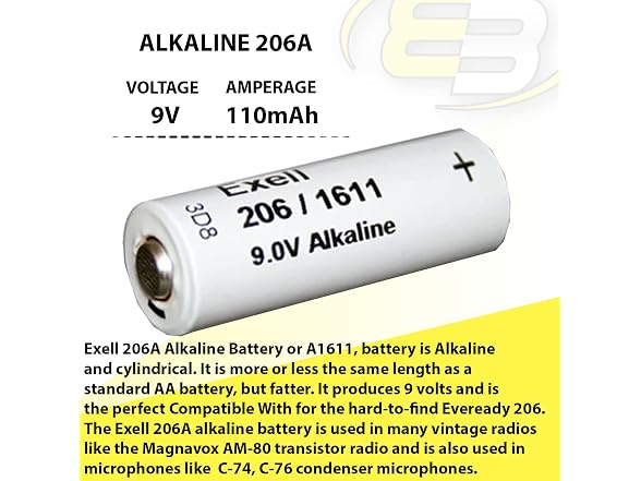 Exell 206A Alkaline 9V Battery