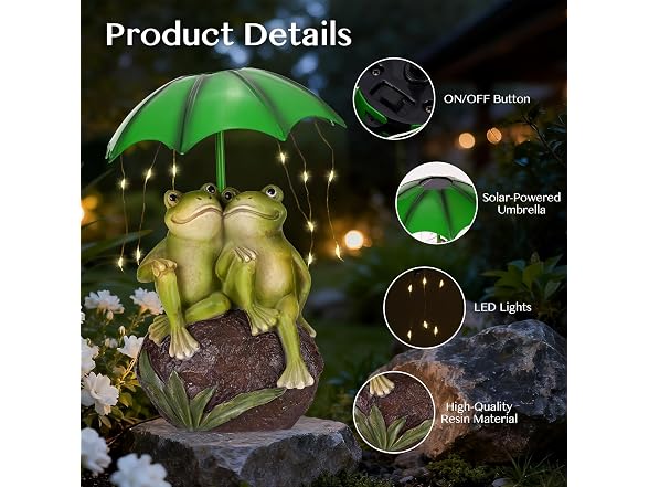 Paxato Solar Garden Statues Decor Frogs