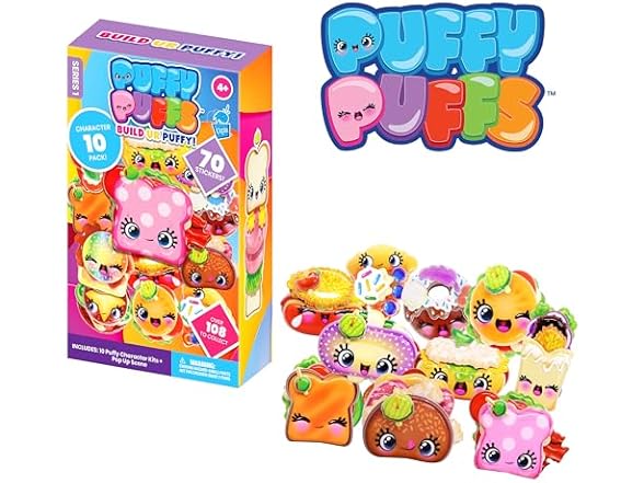 Puffy Puffs 3D Characters Stickers 10Pk