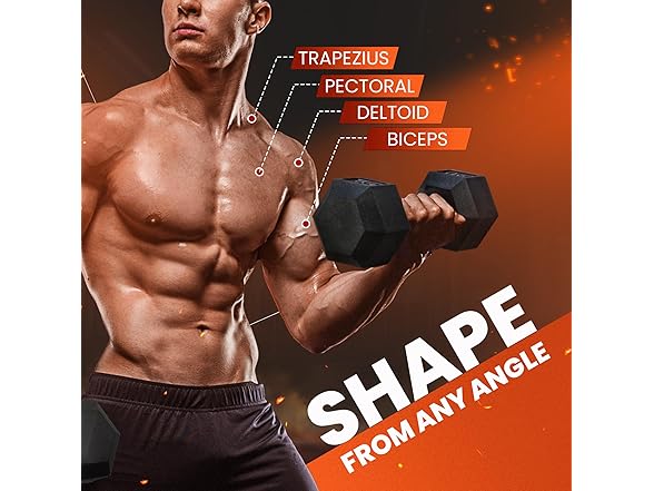 Cast Iron - Chrome Grip Hex Dumbbell - 50lbs - Single