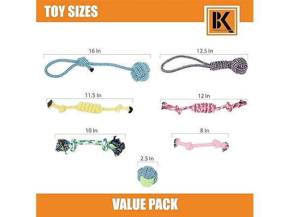 BK PRODUCTS LLC 7 Dog Chew Toys Made