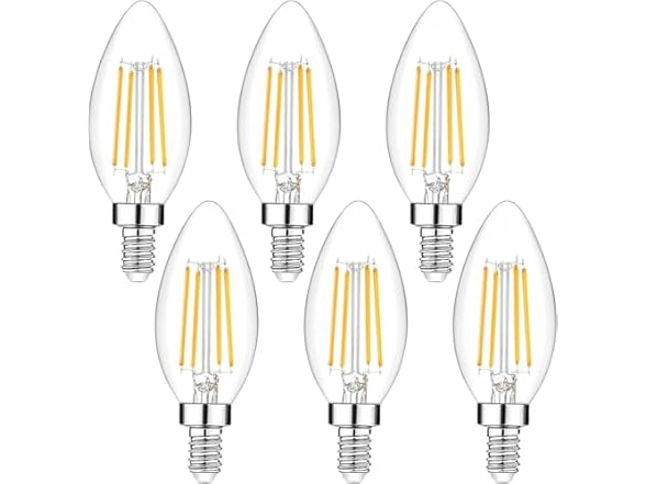 6Pk Dimmable E12 LED Candelabra Bulbs 40W, Warm White
