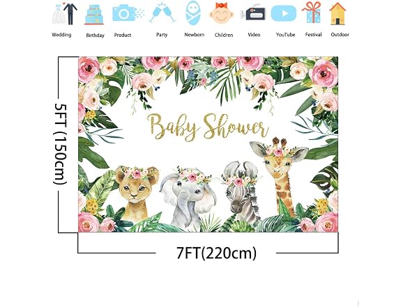 Mocsicka Safari Baby Shower Backdrop