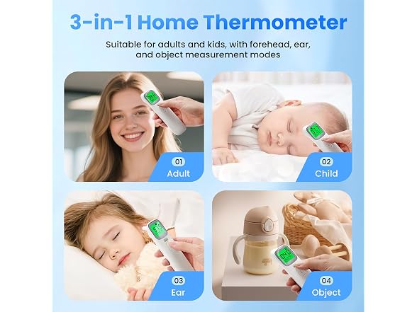 TIZZIOR 3-in-1 Ear Forehead Thermometer