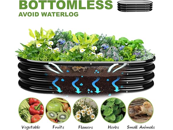 ATRANURE GAR-97 2Pcs Oval Raised Garden Bed 4x2x1ft