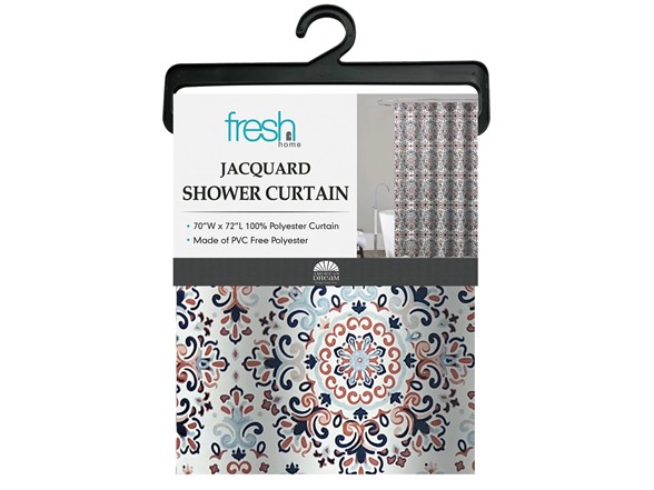 J&V Textiles Jacquard Shower Curtain 70 x 72 Inch