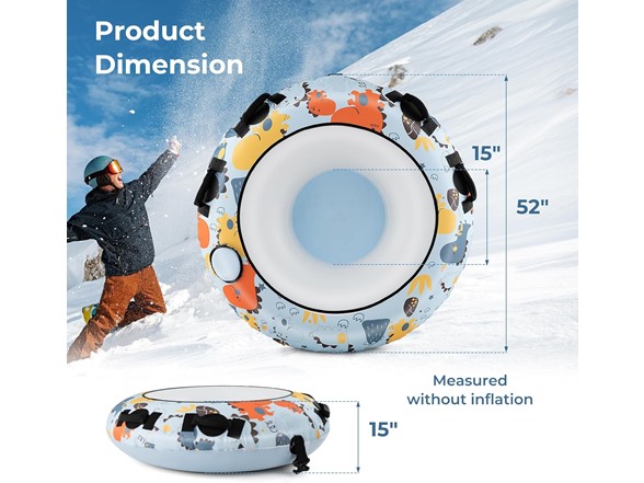 Goplus Snow Tube, 52" Inflatable Snow Sled