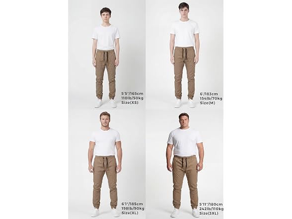 Italymorn Men (L) Stretch Chino Joggers Slim Pants