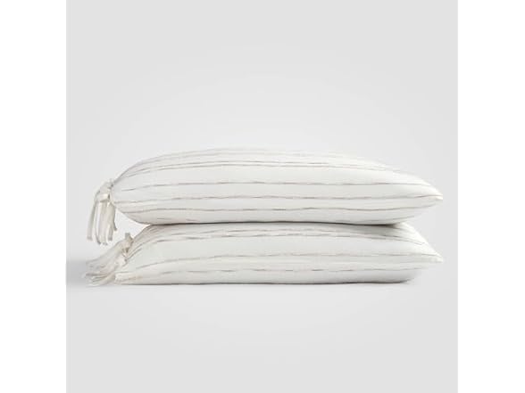Calm White Beige Stripe Standard Sham Set of 2