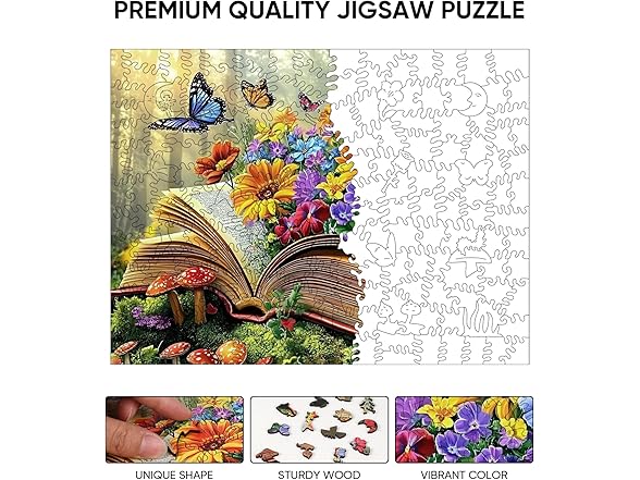 Ixfyloop Wooden Puzzles for Adults, Book Butterfly