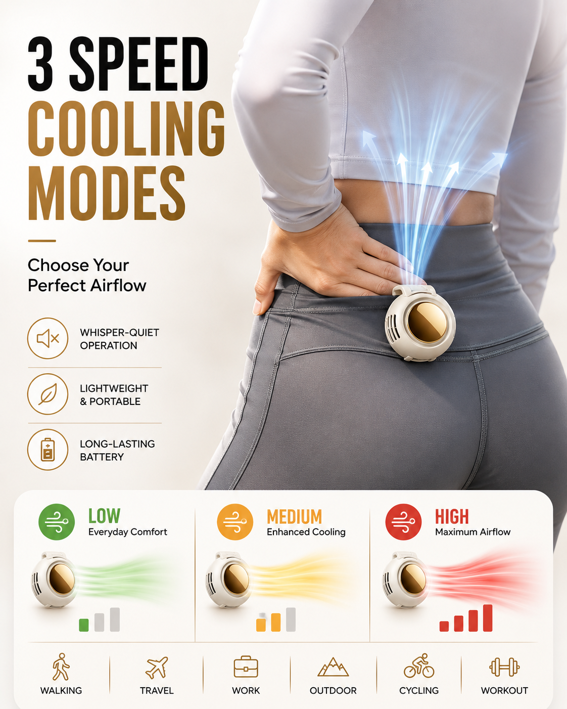 Portable Waist Fan Hands-Free - Gallery 7