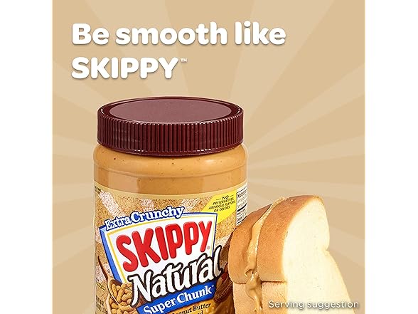 Skippy Natural Chunky Peanut Butter, 15oz