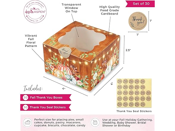 Kate Aspen Fall Cookie Boxes 30pk