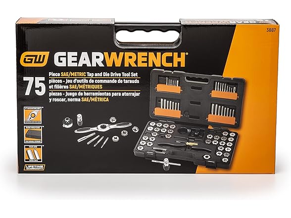 Gearwrench 3887 77 Piece SAE/Metric Ratcheting Tap and Die Set