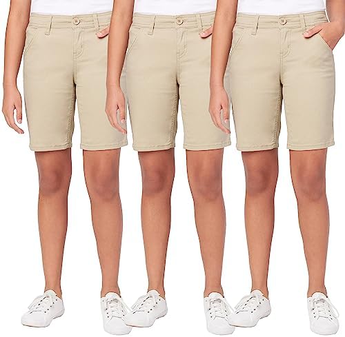3-Pack Girl's Super Stretch Bermuda Shorts (Sizes, 4-20)
