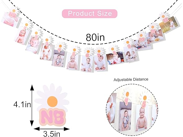 YOUAME 1-12 Month Daisy Garland Baby