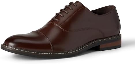 Amazon Essentials Men's Cap Toe Oxford Dress Shoes, Cognac, 11