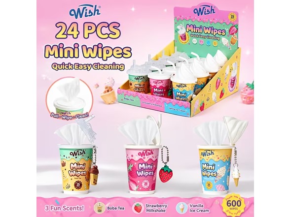 24pk Travel Size Mini Hand Wipes