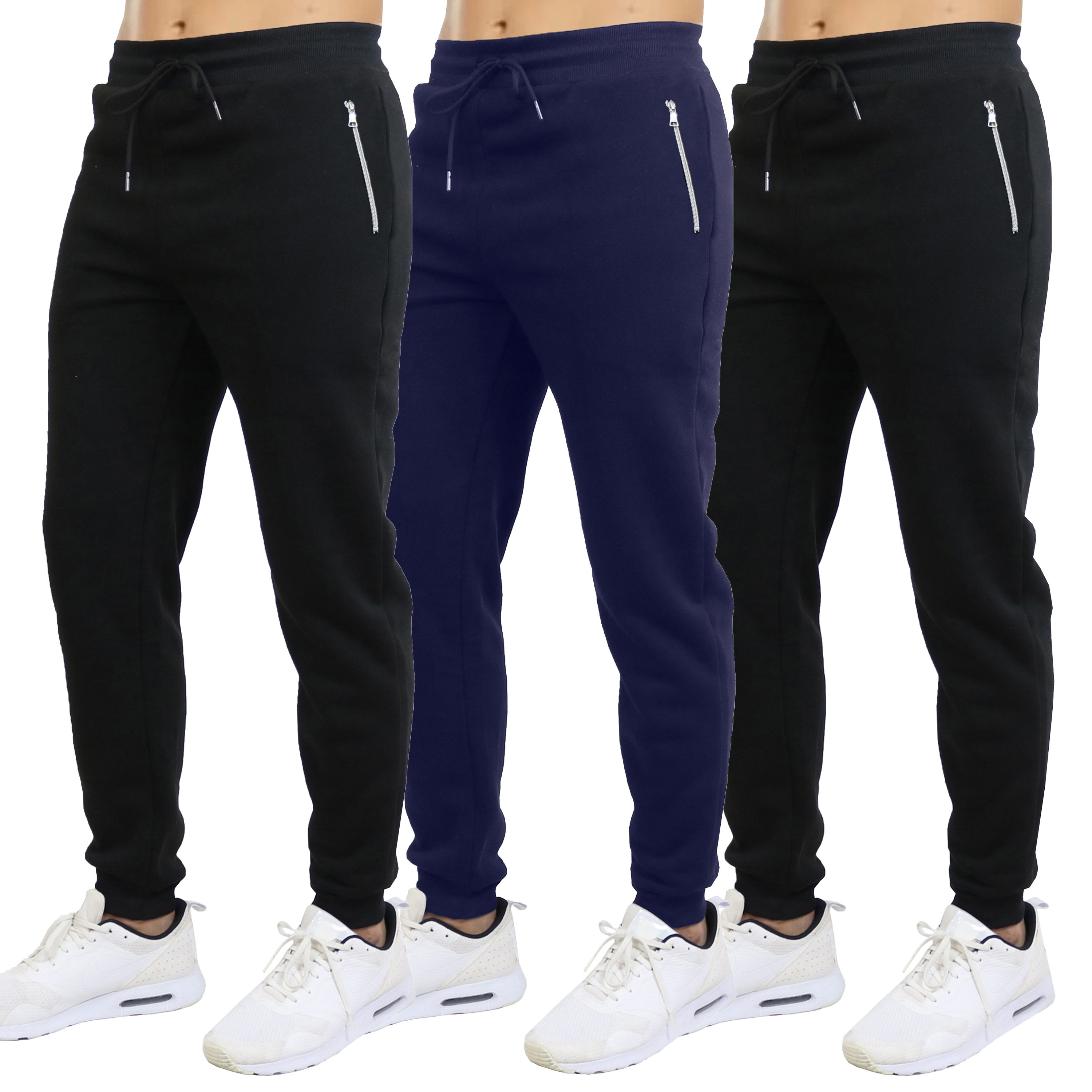 3Pk Mens Fleece Joggers w-Zip Pockets (S-3XL) - Gallery 13