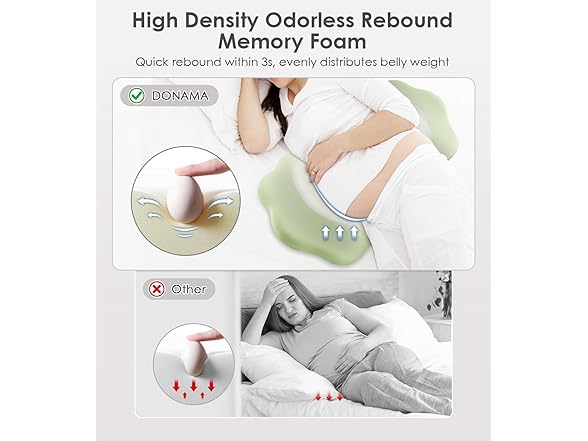 DONAMA Memory Foam Pregnancy Pillows, Green