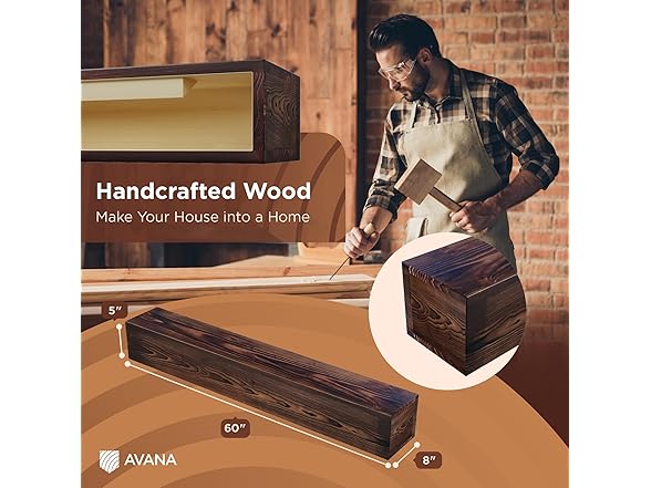 Avana Rustic Fireplace Mantle Shelf 60 Inches for Home Decor (Open Box)