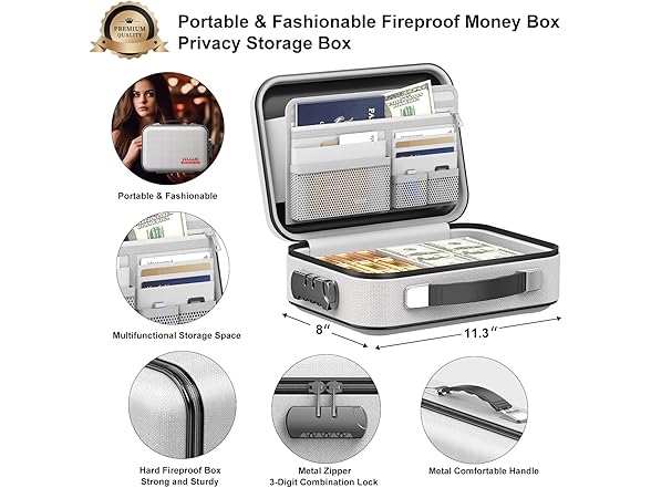 COLCASE Fireproof Money Box with Lock
