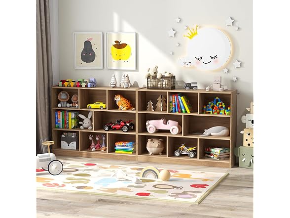 HOMGX Kids Montessori Shelf, 8-Cube Wooden Organizer