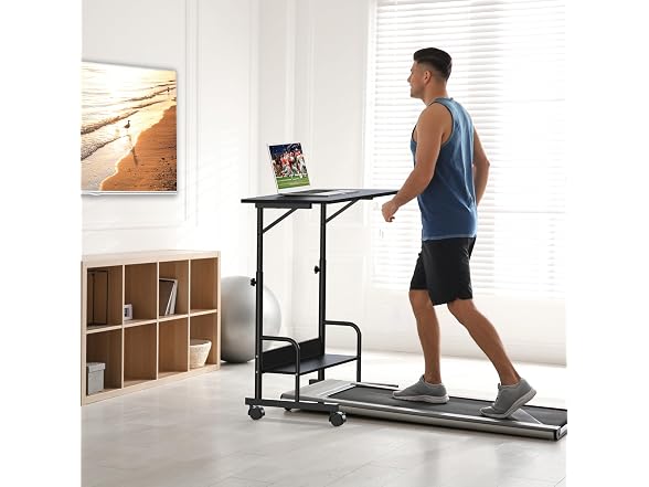 SHW 30.5" to 40.5" Height Adjustable Mobile Standing Desk - Gallery 2
