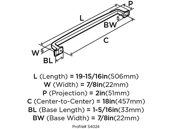 Amerock Westerly Pull, 18", Nickel
