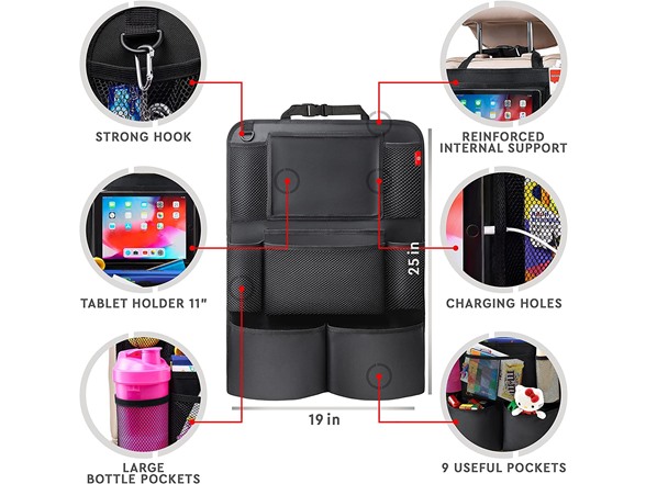 Car Seat Organizer - 2PK, Black