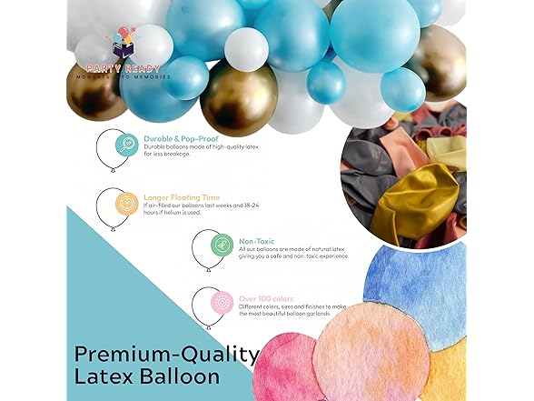 104pcs Baby Blue White Metallic Gold Party Garland