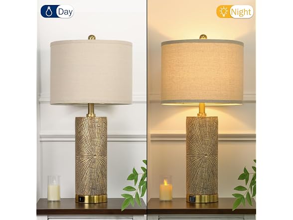 TOBUSA 27"Gold Vintage Table Lamps Set 2