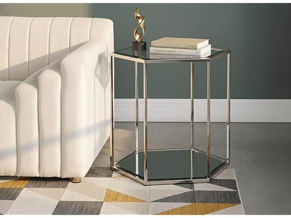 Sei Chrome Glass & Steel End/Side Table
