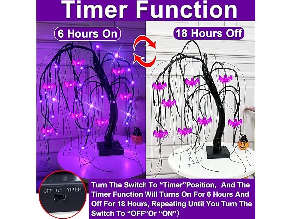 TURNMEON 24 Inch 32 LED Halloween Willow Tree
