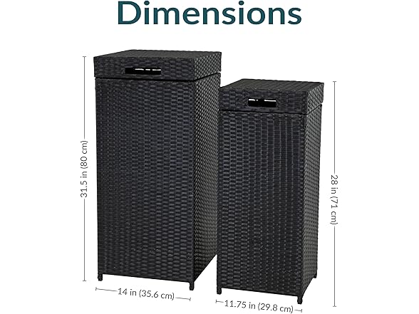 Sunnydaze Outdoor Trash Cans with Lids 2-Pk Black