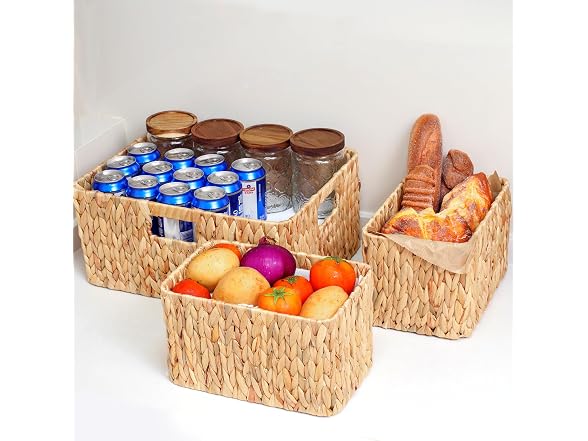 Suptinwear Handwoven Wicker Basket Set of 3