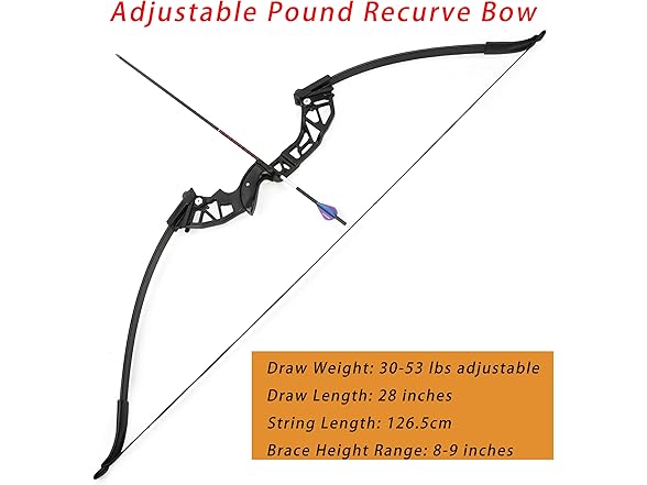 FQH Archery Recurve Bow and Arrow Set 30-53 lbs