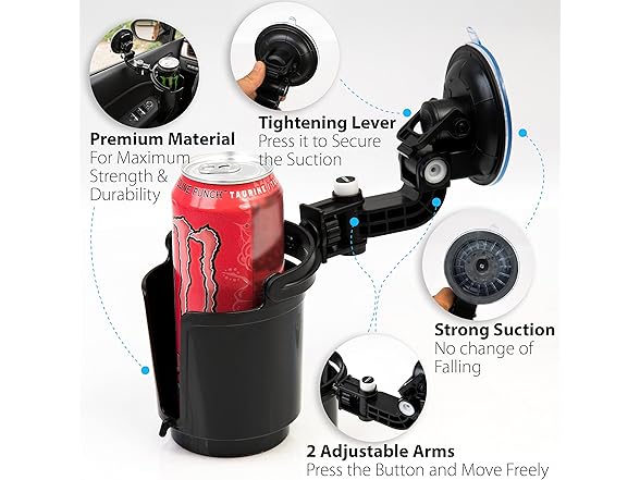 Zone Tech GA0038 Recessed Folding Cup Drink Holder Black