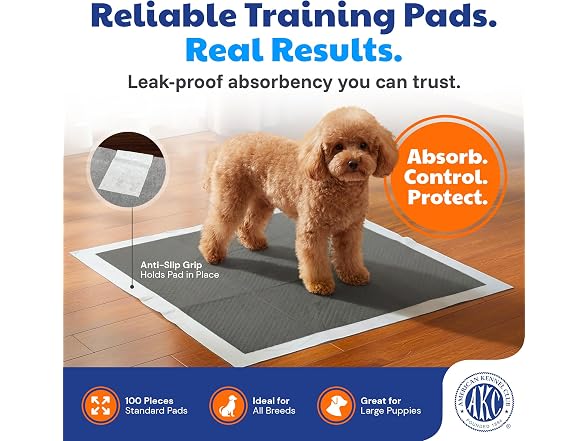 AKC Charcoal Puppy Training Pads, Carbon Odor Control