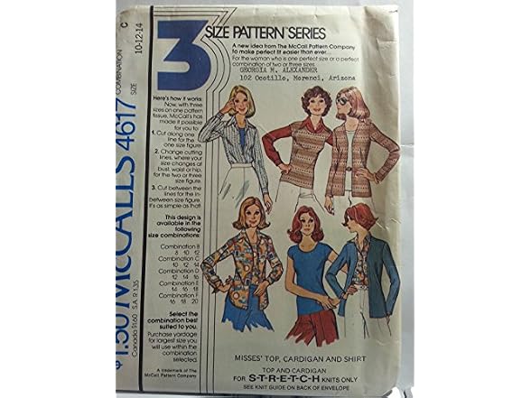 McCall's 4617 Misses Top,Cardigan & Shirt