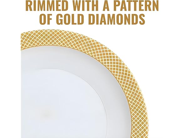 Fun Express Gold Diamond Rim Clear Plastic Chargers