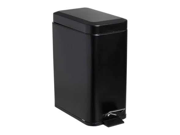 5L Stainless Steel Step Trash Can Black