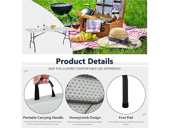 Haiput Wam Folding Tables, 6 Foot Folding Table wi