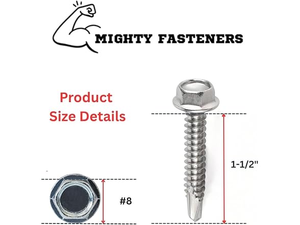 TEK Screws #8x1-1/2 SS 410 100Pcs