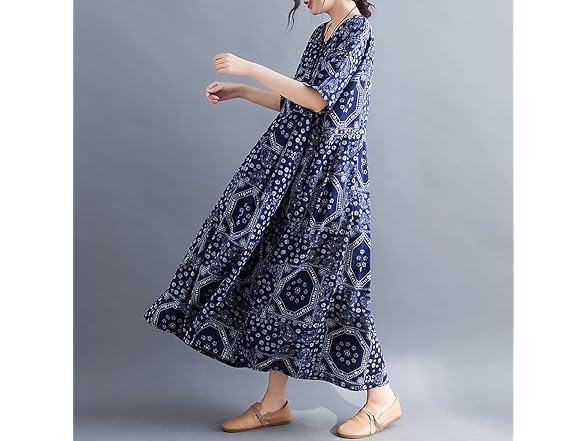 Versear Women (OS) Loose Cotton Linen Dress Dress