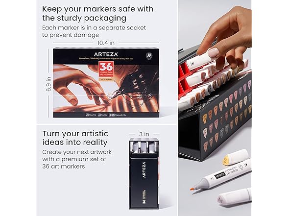 ARTEZA Alcohol Markers Set of 36 Portrait & Skin Tone
