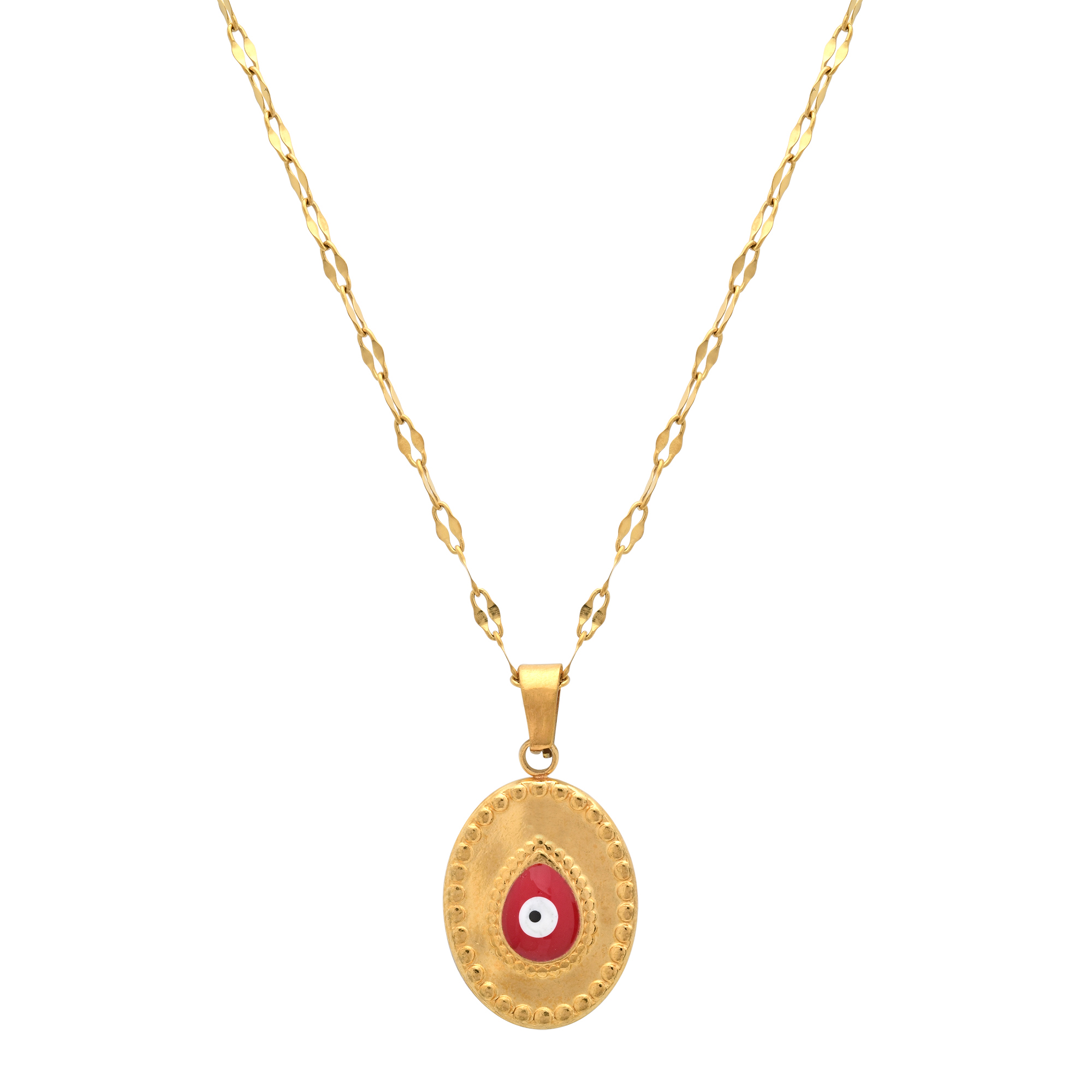 18K Gold Red Protective Eye Necklace - Gallery 4