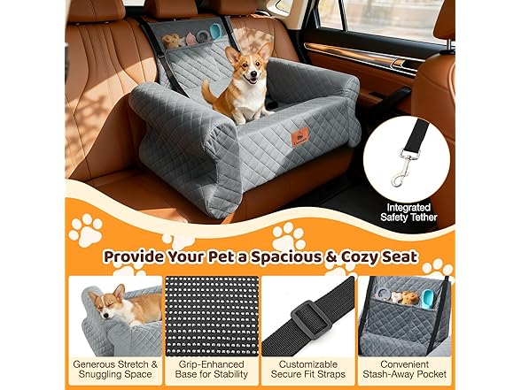 Linvivon W1370 Dog Car Seat for Medium/Large Dogs