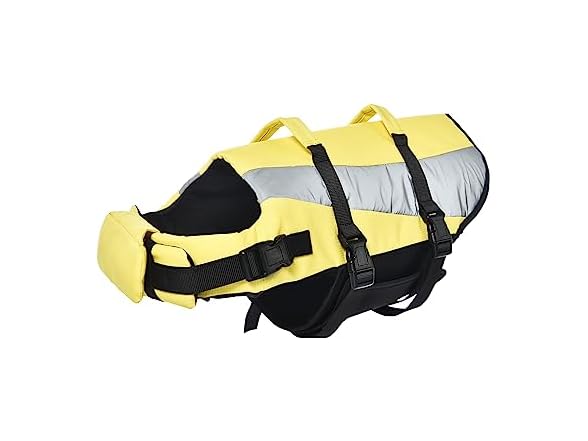 Amazon Basics Dog Adjustable Life Jacket w Reflective Stripes